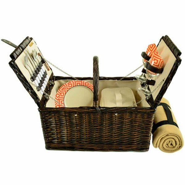 Picnic At Ascot Surrey Picnic Basket Equipped for 2 with Blanket - Diamond Orange 713B-DO